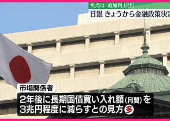 【日本銀行】30日から金融政策決定会合  追加利上げの是非を議論