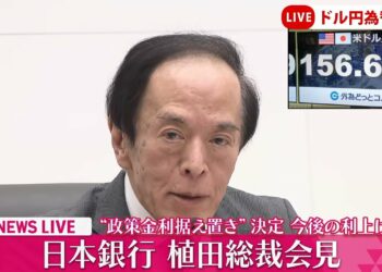 【会見ノーカット】『日銀・植田総裁会見』 1ドル156円 34年ぶりの円安水準 政策金利は据え置き  追加利上げは見送り 日銀金融政策決定会合後 ──経済ニュースライブ（日テレNEWS LIVE）