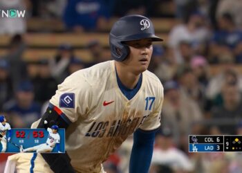 【ドジャース・大谷翔平 5戦連続安打＆53個目の盗塁！】9回裏に先頭で出塁すると、すかさず盗塁も決める！