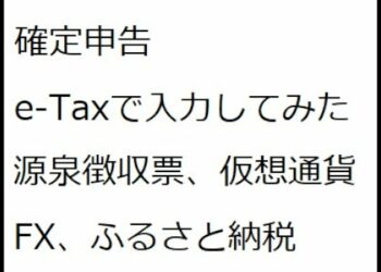 確定申告 e-Taxで入力してみた(源泉徴収、仮想通貨、FX、ふるさと納税)