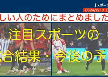【時短スポーツニュース】2024/2/19注目スポーツの試合結果・今後の予定