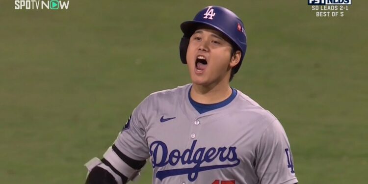【ドジャース・大谷翔平 第2打席でタイムリーヒット!】1,2塁間を破りドジャースが追加点!気迫のこもったバッティングで先発シースを引きずり下ろす!