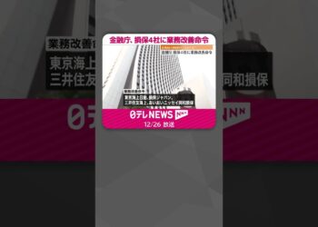 【金融庁】損保4社に業務改善命令  企業向け保険料で“カルテル”  #shorts