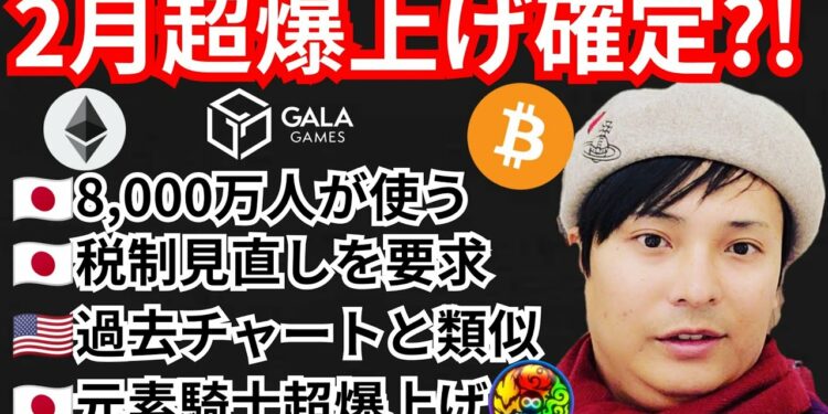 仮想通貨、2月に爆上げ確定⁉️暗号資産ニュース+BTC ETH MV GALA チャート分析💹LINE, 平将明, 税制, 元素騎士