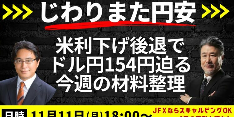 【為替】11/11 153円台後半は買いたくない。153.30で押し目買いイメージ。指値は置かず。ストップは153.00、利食いは153.90イメージ。
