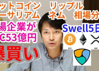 【ビットコイン,リップル,イーサリアム,ネム】仮想通貨相場分析 Swell5日前!!上場企業がBTC53億円を爆買い🎊