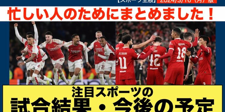 【時短スポーツニュース】2024/3/18注目スポーツの試合結果・今後の予定
