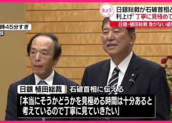 【会談】石破首相と日銀・植田総裁  利上げ「丁寧に見極めていく」