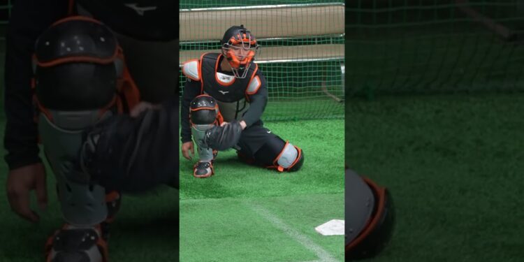 【巨人】大城卓三選手がブルペンで京本眞投手の球を受ける動画　#shorts #baseball #sports #ジャイアンツ #巨人 #プロ野球