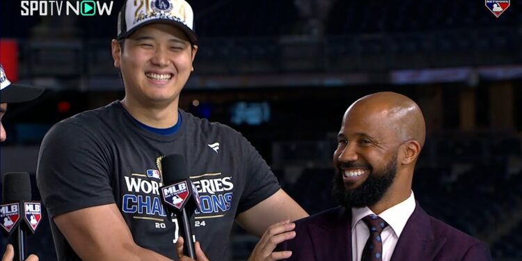 【ドジャース・大谷翔平 ワールドシリーズ第5戦 試合後インタビュー】悲願のWS制覇に嬉しさ溢れる表情で今後の目標も語る!「来年以降もシャンパンファイトをしたい」