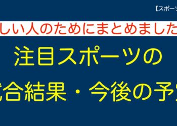 【時短スポーツニュース】2024/1/30注目スポーツの試合結果・今後の予定