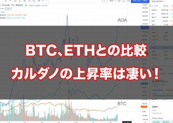 カルダノADA ｜年始からの価格上昇率を比較（ビットコイン・イーサリアム）