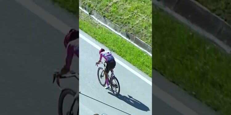 It's a disaster for UAE Team Emirates as Isaac del Toro cracks in the maglia rosa 😱💔 #giro #cycling