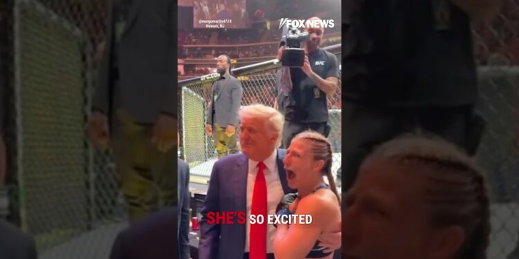 Trump gifted UFC belt after Kayla Harrison's win #foxnews #news #usa #sports #ufc #trump #shorts