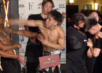 【BreakingDown】レオ、朝倉未来の制止を振り切り大暴走　セキュリティにも頭突き　『BreakingDown16』公開計量＆記者会見