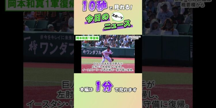 【スポーツニュース】岡本和真1軍復帰【8月15日】