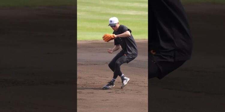 【巨人】坂本勇人選手の守備練習(正面付近ボールの捕球の仕方) #shorts #baseball #sports #ジャイアンツ #巨人 #プロ野球