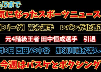 【今週のスポーツニュース】富永選手Bリーグ北海道に加入！元4階級王者田中恒成選手引退！中谷VS西田が楽しみすぎる！