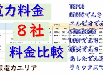 電気料金８社を徹底比較！８社の電気料金を表で分析比較します。（東京電力エリア）