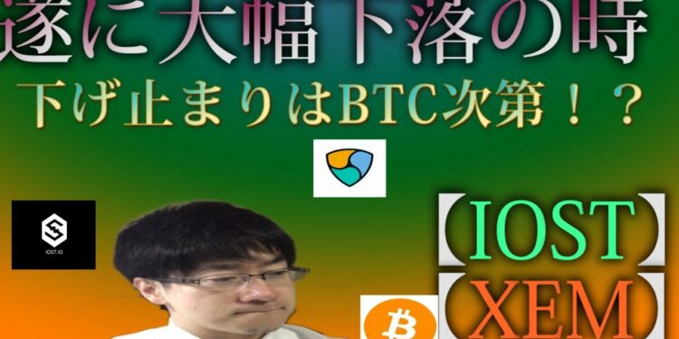 【仮想通貨ビットコイン,XEM,IOST】XEMスナップショット発表目前で驚異の振るい落とし。IOSTスナップショット目の前で4円の底固めで地を固める。ビットコイン日足安値までの下落はみとくべき。