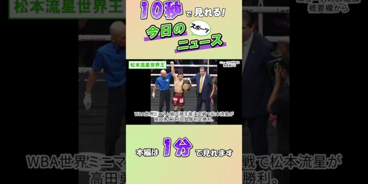【スポーツニュース】松本流星世界王【9月14日】