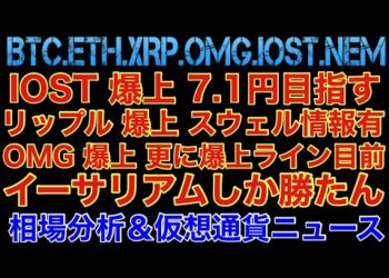 【相場分析】リップルいよいよ高みへ‼️IOSTとOMG爆上‼️スウェル情報有‼️ビットコインイーサリアムネムBTC.ETH.XRP.XEM.NEM