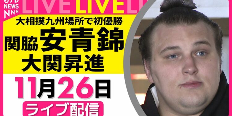【大相撲】関脇・安青錦  大関昇進　大相撲九州場所で初優勝 ──スポーツニュースライブ（日テレNEWS LIVE）