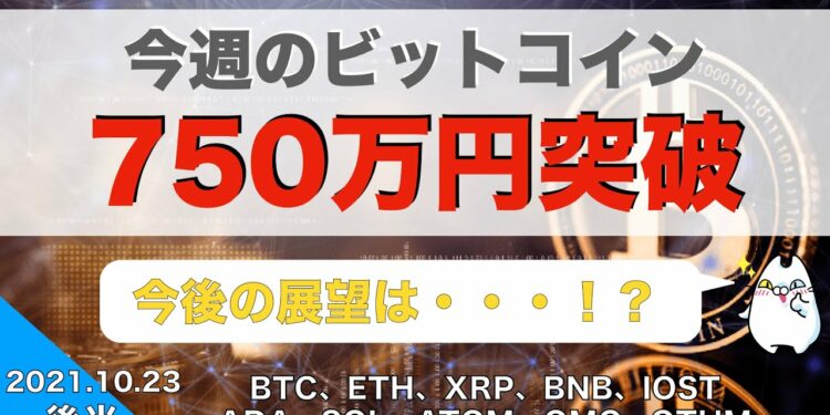 【IOST、ADA、SOL、ATOM、OMG、QTUM】今週のビットコイン！750万円突破、今後の展望は・・・！？（2021年10月23日 相場分析）後半